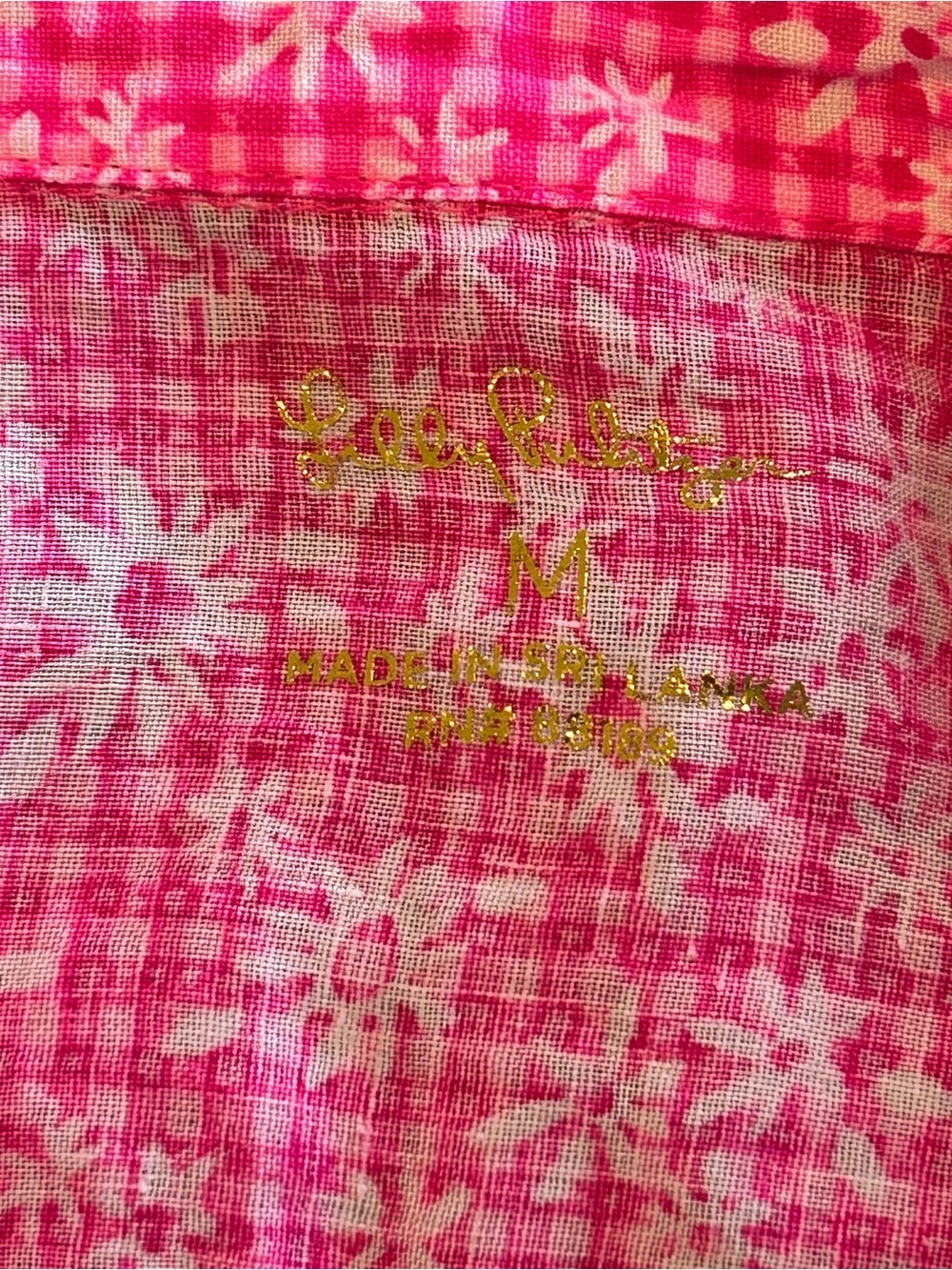Lilly Pulitzer Bright Pink Printed Button-Down Women's Shirt - Picture 5 of 7
